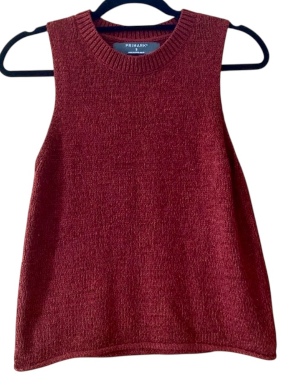 Primark Rust Sleeveless Sweater Vest Women’s Small Crewneck Knit Layering Top